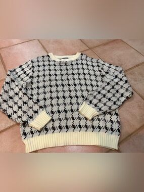 VTG 90s Hemingway Point Grandpa Sweater Mens Brown/White Geometric Knit